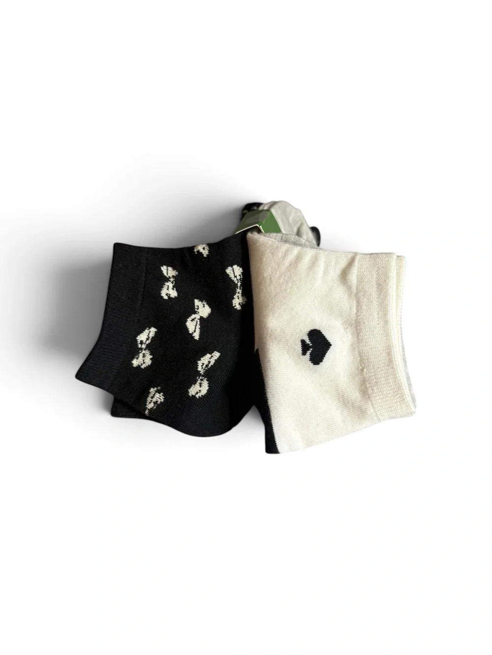 ♠️KATE SPADE♠️Set of 3 Quarter Socks in Black w/Bows, White & Grey/NIP